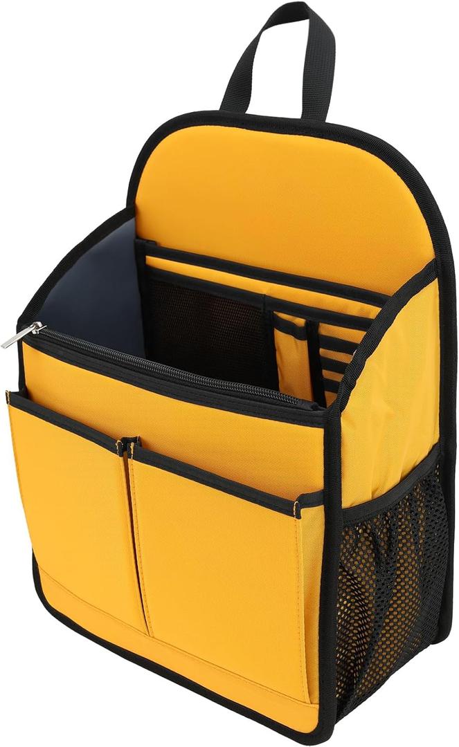 Wider Rugged Backpack Organizer Insert for Men Women Travel Work - 19 Pockets, Padded Nylon, Handle - Large,Yellow