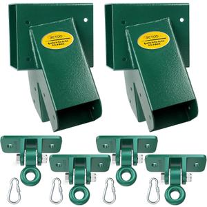 BETOOLL Swing Sets Brackets - 2 A-Frame Swing Set Brackets and 4 Swing Hangers with All Mounting Heavy Duty Hardware Included - Swing Set Kit for Porch, Yard, Playground - Green