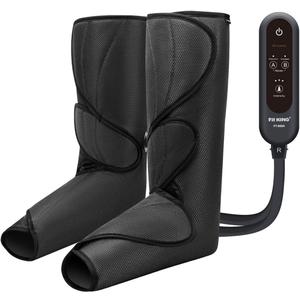 FIT KING Leg Air Massager for Circulation and Relaxation Foot and Calf Massage to Relieve Pain, Swelling, Edema with Handheld Controller 3 Intensities 2 Modes (with 2 Extensions) - FSA HSA Eligible (Dark Gray)
