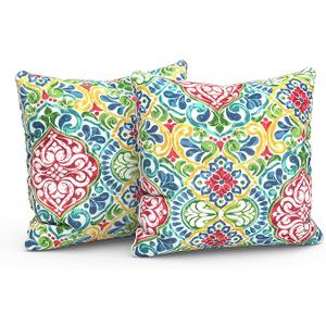 LVTXIII Set of 2 Patio Throw Pillows Waterproof 20"x20" Fade Resistant Outdoor Throw Pillows with Inserts, Fluffy Decorative Garden Toss Pillow Cushions for Home Patio Coach Sofa Use, Damask Red