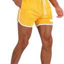 Men's 3.5"-4.5" Inseam Retro Athletic Workout Shorts with Pockets for Bodybuilding, Training, Running (Orange, S)
