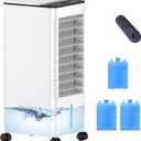 Windowless Portable Air Conditioners with Remote, Ventless Ac Unit Ductless Air Cooler,Hoseless Quiet Evaporative Oscillating Swamp Cooler,12H Timer & 3 Ice Box for Room Indoor Outdoor Office Bedroom, 12 inches x 12 inches x 22 inches