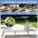 Outdoor Lounge Chair, Adjustable Backrest Folding Chaise Lounge with Canopy, Heavy Duty 264 lbs Capacity Sun Lounger for Beach, Poolside, Patio, Backyard, Camping