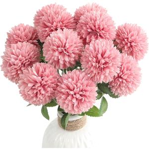 Floroom 12pcs Dusty Rose Faux Silk Mums Artificial Flowers Bulk Fake Chrysanthemums with Stems for DIY Wedding Table Centerpieces Floral Arrangements Vase Fillers Home Decorations