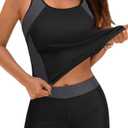 Black and Gray Women 2 Piece Tankini Swimsuit - 2025 Tummy Control Sporty Bathing Suit Color Block Swim Tank Top with Boy Shorts XL