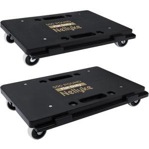 Nellyke Furniture Dolly, 2 Pack Small Flat Moving Dolly, Furniture Movers with 4 Wheels, 500Lbs Capacity, Connectable and Portable Dollies for Heavy Appliance, Black