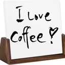 Desktop Glass Dry Erase White Board with Walnut Wood Base, Memo Whiteboard, Writing Note Pad, Mini Glassboard for Tabletop Display(Walnut Base, White Glass)