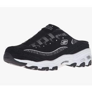 Skechers Sport Women's D'lites Resilient Slip-On Mule Sneaker, Black/White Size 6