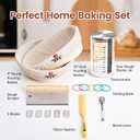 Banneton Bread Proofing Basket Set, Sourdough Starter Kit and Baking Tools - 9 Inch Round & 10 Inch Oval Baskets, 600ml Starter Jar, Bread Lame