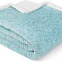 PAVILIA Melange Teal Blue Sherpa Blanket Throw Couch, Warm Soft Cozy Reversible Blanket Sofa Bed, Thick Plush Large Fleece Car Blanket, Decorative Home Room Decor Gifts Men Women, 50x60 Turquoise Aqua