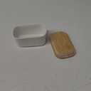 Porcelain Large Butter Dish with Lid for Countertop, Airtight Butter Container with Oak Lid, Butter Crock, Perfect for 2 Sticks of Butter, Texture Series (White)