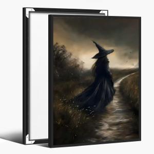 Vintage Halloween Wall Decor Horror Poster Mystic Gothic Wall Art Nature Witch Art Print Witchy Home Decor Aesthetic for Living Room Bedroom8x12inch black framed