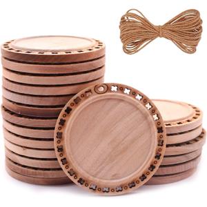 20 Pcs 2.16 inches Natural Wood Slices Craft Unfinished Wood kit Predrilled with Hole Wooden Circles for DIY Crafts Wedding Decorations Christmas Ornaments Arts Wood Slices