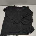 FERBIA Women Crochet Top Beach Cloth Drawstring Shirt Cover Up Oversized Sexy Beachwear Lace Up Tee Poncho, X-Large, Black
