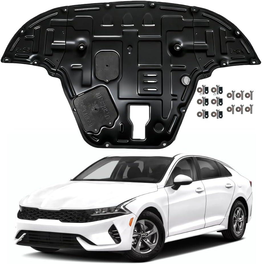 Engine Splash Shield Fit for KIA K5 2021 2022 2023 2024 2025 Engine Case Guard Under Engine Cover Compatible with K5 2021-2024 Front Engine Guard Mud Flaps Including Screw Hardware