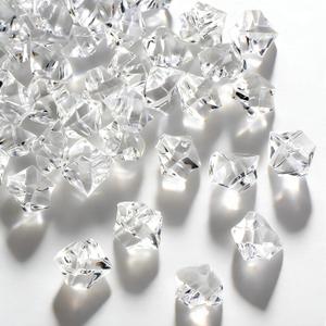 160 Pcs Fake Ice Cubes for Vase Filler, Fake Diamonds 22 * 18mm Acrylic Rocks for Vases, Plastic Gems, Artificial Crushed Ice Props for Sensory Bin Filler, Table Confetti, Faux Centerpieces (Clear)