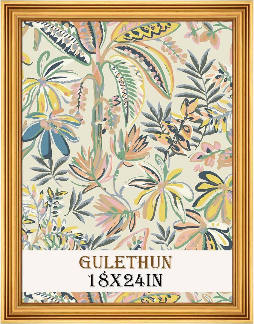 18x24 Frame, Transitional Modern Design Picture Frames, 18 By 24 Rustic Poster Frame for Home Decor, Gold Vintage Photo Frames 18 x 24