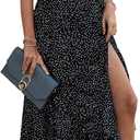 PRETTYGARDEN Women's Summer Maxi Dress Casual Wrap Boho Short Sleeve V Neck Split Ruffle Beach Long Dresses (Medium)