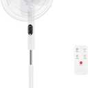 Simple Deluxe 16 inch Pedestal Fan, Quiet Oscillating Standing Fan with Adjustable Height & Tilt, 15H Timer, 3 Speeds & 3 Wind Modes, Floor Fan for Bedroom, Office, Living Room and Home Use, White