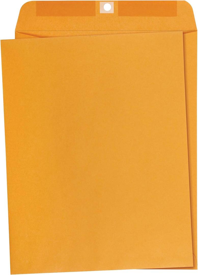 Amazon Basics Clasp Kraft Envelopes, Gummed Mailing Envelope, 10 x 13-Inch, 100-Pack