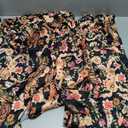 Women Satin Pajama Set Floral Silk Pajamas 2 Piece Lounge Sets Button Down Shirts Wide Leg Pants Pjs Sleepwear (Large)