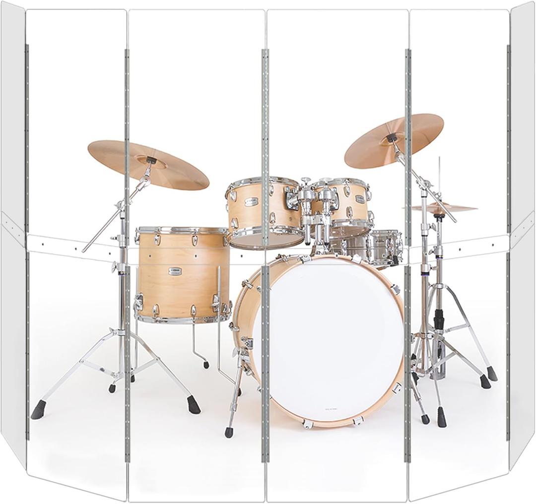 Drum Shield 6 Panels 2ft x 5ft - Acrylic panel with Stainless Steel Hinges - Perfect for Churches, Home Practice, and Live Performances. (6 panels)