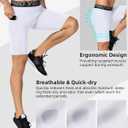 Men's Athletic Compression Shorts Spandex Running Workout Underwear Tight Shorts with Pockets Active Base Layer (White-3pc)