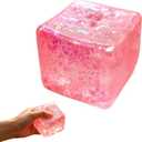 Cube Squishy Stress Cube,Squishy Slow Rising Fidget Cube Sensory for Anxiety Stress Relief High Density Ice Squeeze Ball Cubes (Pink)