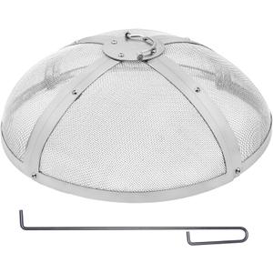 Fire Pit Spark Screen Round 20", Reinforced Heavy Duty Steel Metal Cover, Outdoor Firepit Lid, Easy-Opening Top Screen Covers Round with Ring Handle for Outdoor Patio Fire Pits Backyard
