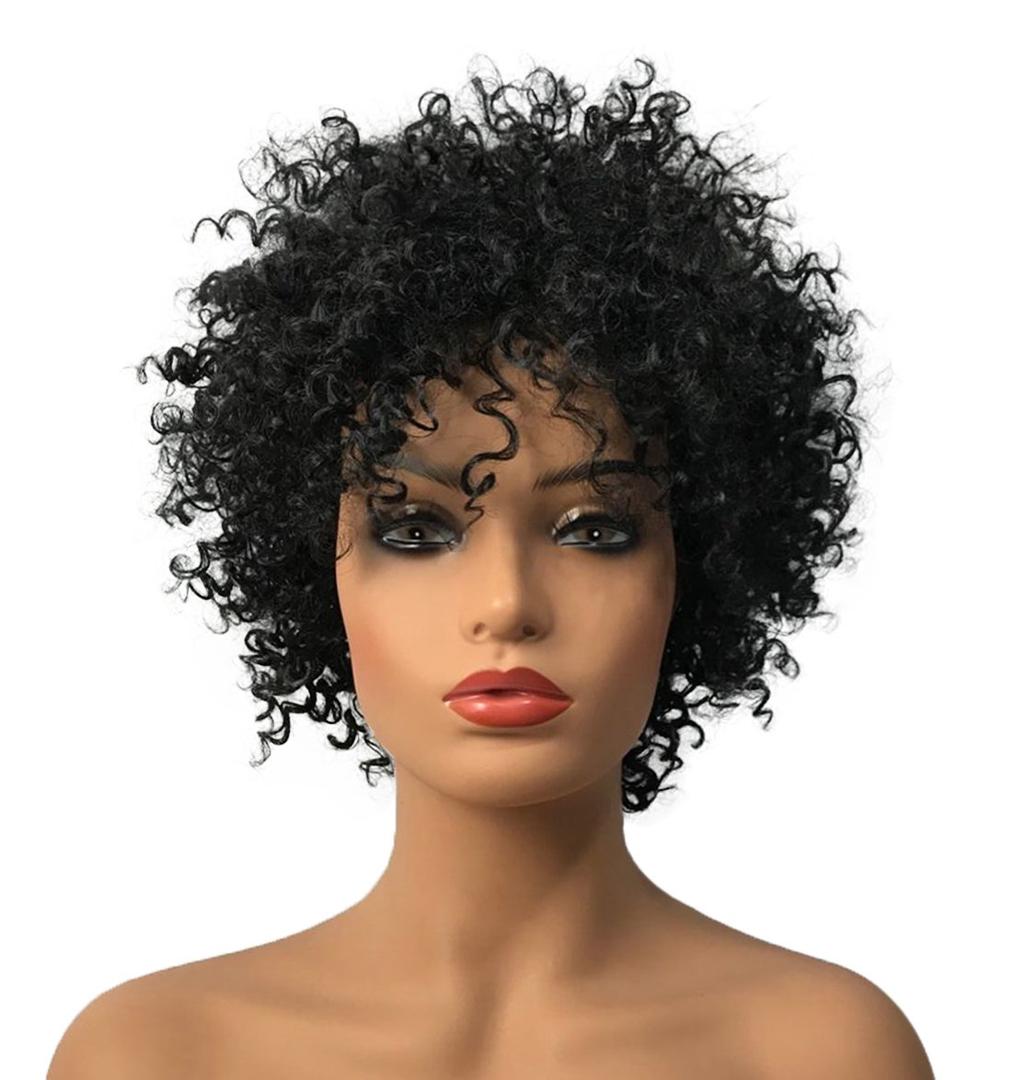 Wiginway Black Short Afro Curly Hair Wigs for Black Women Natural Looking Fashion African American Wigs Synthetic 8 Inch