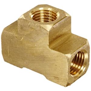Anderson Metals 56101-04 Brass Pipe Fitting, Barstock Tee, 1/4" x 1/4" x 1/4" NPT Female Pipe