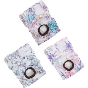 CuteBone Dog Diapers Female Washable Small Medium Large 3 Pack Reusable Doggie Diapers Puppy Period Pants for Doggy Heat Cycle Peeing D36M