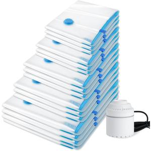 24 Pack Vacuum Storage Bags with Electric PumpSpace Saver Bags5 Jumbo/5 Large/5 Medium/5 Small/4 Roll,Compression for Comforters and Blankets, Sealer Clothes Storage (24 Combo-EPUMP)