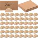 Maitys 48 Pcs Wooden Table Number Stands Wedding Table Name Holder Semicircular Design Place Card Holders with 48 Pcs Tented Cards for Retail Shop Wedding Party Events Decoration(Burlywood)