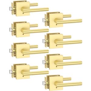 Asidrama 8 Pack Gold Privacy Door Handles, Door Lever with Door Knobs Indoor for Bedroom or Bathroom, Heavy Duty Door Handles Interior with Locks for Left Right Sided Doors