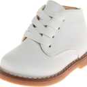 Josmo Baby Boys Girls Unisex Walking Shoes First Step Walker - Lightweight Synthetic Dress Boots Non-Slip Bottom High top - White (Size 4 Infant)