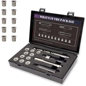 M10x1.5 Thread Repair Kit with 14mm Insert HSS Drill, Tap, Counterbore,Installation Driver,Stainless Steel Insert M10*1.5 * 14mm *10pcs