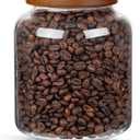 1PC Glass Storage Jars with Airtight Lids, 45 fl oz (1400ml) coffee container with Wooden Lid, Glass Pantry Canister for Beans, Rice, Sugar and etc