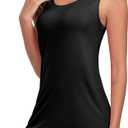 VintageClothing Womens Full Slip Tank Top Dress Soft Slip Under Dress Wide Straps Lingerie Nightgown (Black, L)