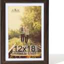 KTKDE 12x18 Wooden Picture Frame,Display Pictures 11x17 with Mat or 12x18 Without, Tempered Glass, 18 by 12 Walnut Frame Wall Gallery Photo Frames Poster Frame best gift