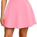 Belle Poque Women Mini Skirt Elastic High Waist A-Line Solid Color Above Knee Short Skirts Daily Costume Work Pink XL