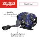 Zebco Splash Spincast Reel and Fishing Rod Combo, 6-Foot 1-Piece Fiberglass Rod, Medium Power, Moderate Action, Size 20 Reel, Z-Splash Blue
