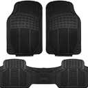 FH Group Automotive Floor Mats Solid ClimaProof for all weather protection Universal Fit Trimmable Heavy Duty fits most Cars, SUVs, and Trucks, 3pc Full Set Black