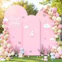White and Pink Arch Backdrop Cover Set of 3-6.6ft, 7.2ft, 8ft Arch Covers Stretchy Backdrop Spandex Baby Shower Arch Stand Covers for Birthday Party Wedding Bridal Shower Photo Background Decoration