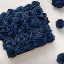 Ling's moment Artificial Flowers Fake Roses Faux Foam Peony Combo for DIY Wedding Bouquets Centerpieces Arrangements Bridal Shower Party Home Decorations, Navy Blue, 24pcs