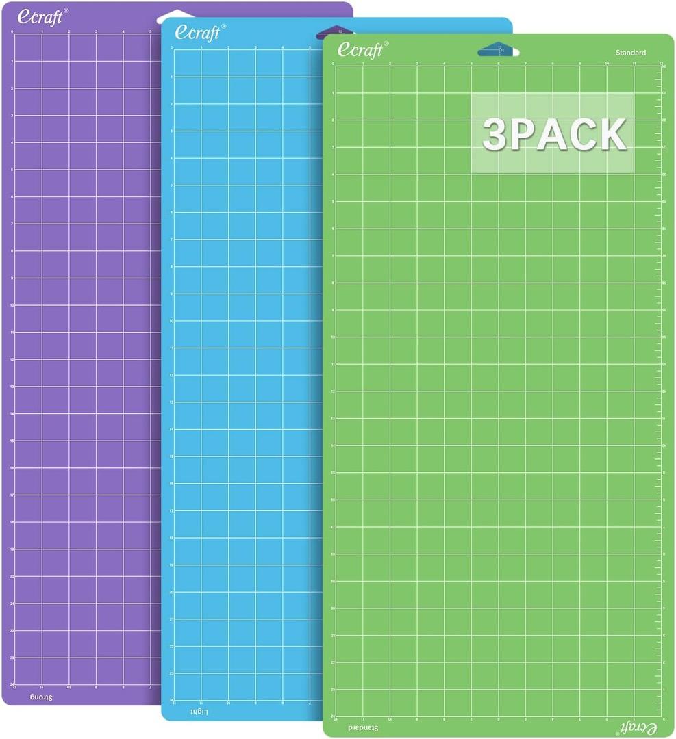Ecraft Cutting Mat for Cricut Explore One/Air/Air 2 MakerStrong, Standard, Light) 12X24inch (3 pack) Variety Adhesive Quilting Cut Mats Replacement for Crafts Sewing and All Arts.