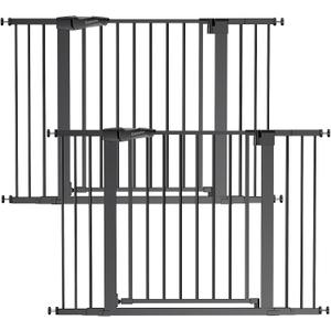 Babelio Baby Gate for Doorways and Stairs, 29-48" Auto Close Dog Gate PressGuard P7, Easy-Install Pressure Mounted Satey Door, No Drilling Safety Gate for Child and Pets, 2 Pack, Black