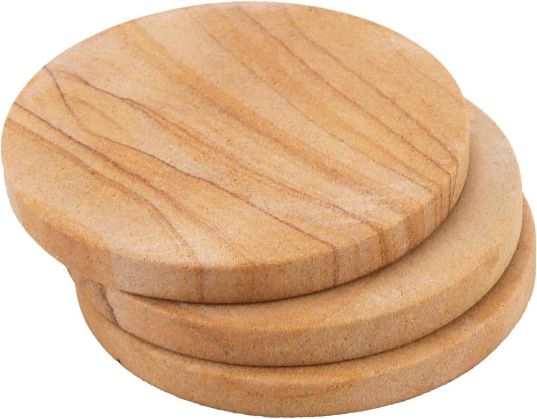 SINJEUN Set of 8 Absorbent Coasters, Natural Sandstone Coasters 4 Inch Absorbing Sandstone Coaster for Drinks, Water Absorbent Stone Coaster for Home, Office or Parties