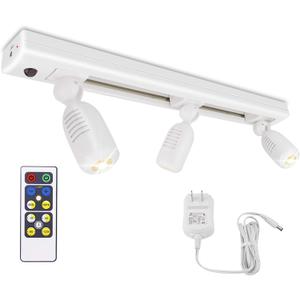 HONWELL Track Lighting LED Spotlights with 3 Rotatable Lights Heads, Under Cabinet Counter Lighting Plug in Accent Lights Remote Controlled Ceiling Track Light for Wall Picture Artwork Display