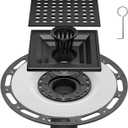 6 Inch Square Shower Drain Black with PVC Bonding Flange, Bonding Drain Shower Flange Kit 304 Stainless Steel Drain Grate for Low Profile Tiles, CUPC Certified